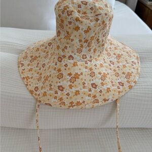 Lack Of Color Cream and Orange Floral Hat
